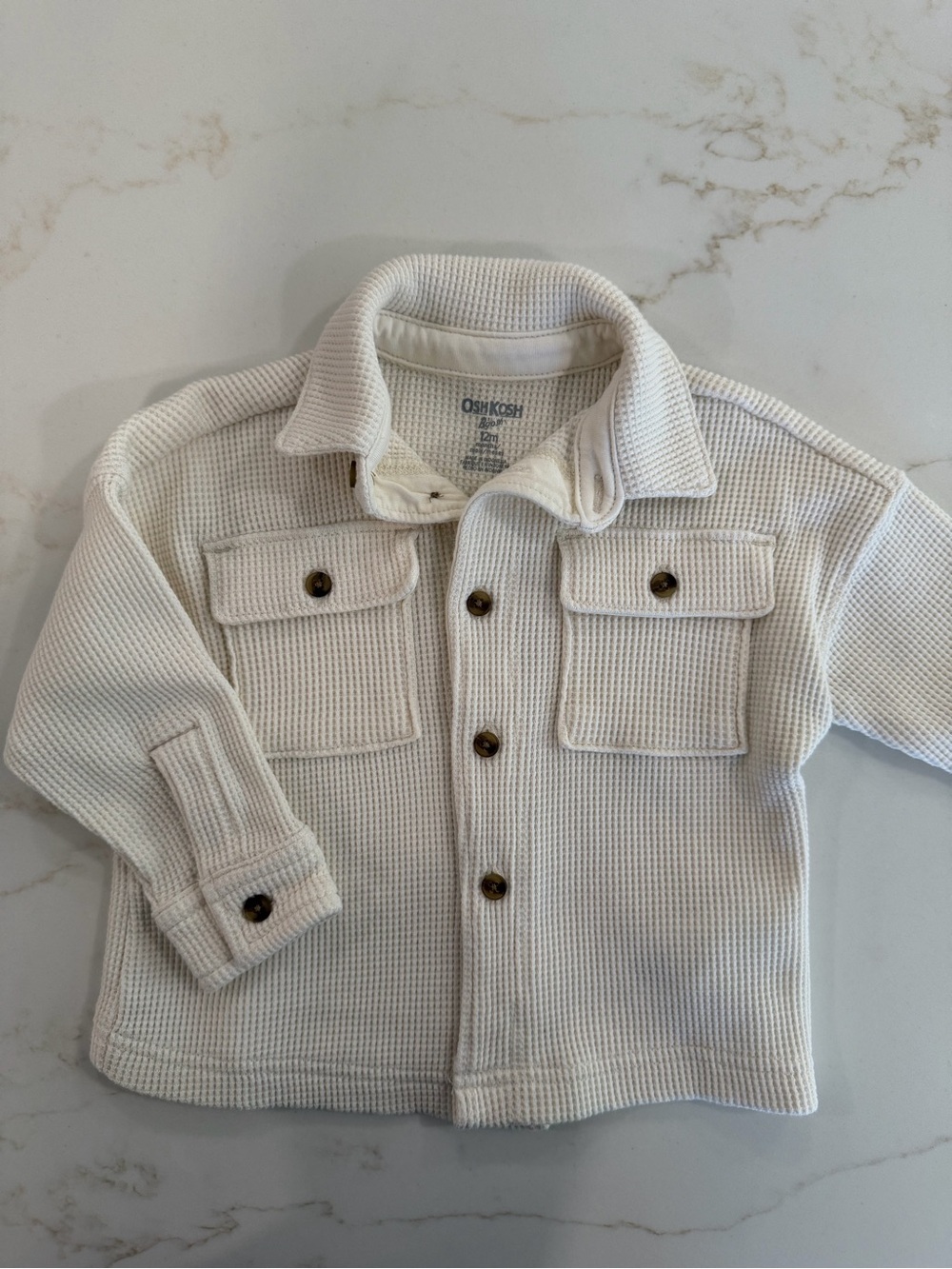 OshKosh Cream Waffle Knit Button-Up